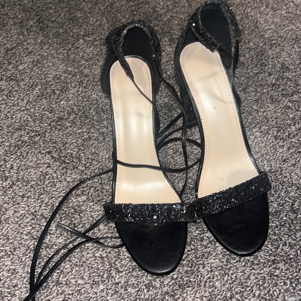 Black Sequin Heels